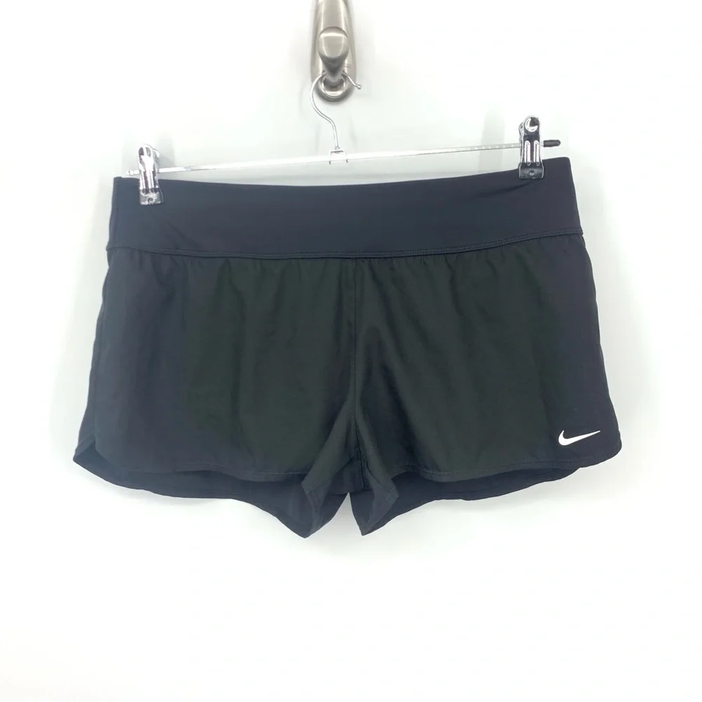 Nike Women Size Large Shorts‎ Black Athletic Running Swim Bottoms Board Liner